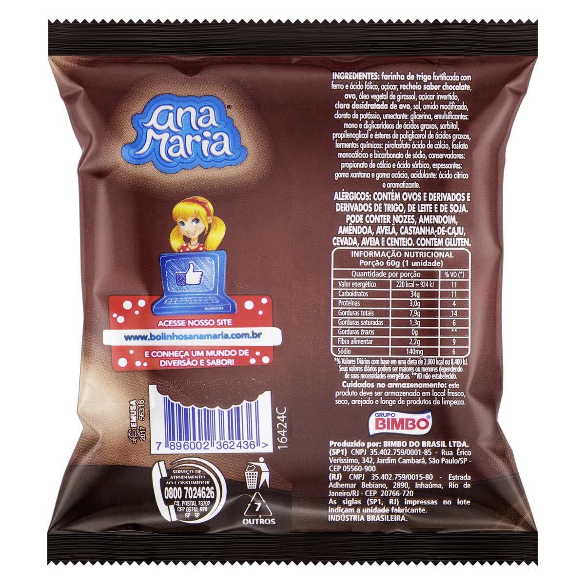 BOLO ANA MARIA CHOCOLATE 70G – Tinoco Supermercados